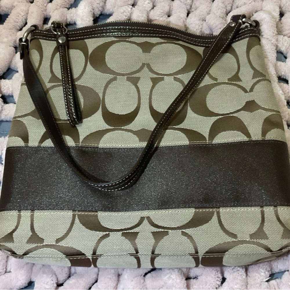 Brown and Tan Coach Purse Style NO F13674 VERY GENTLY USED